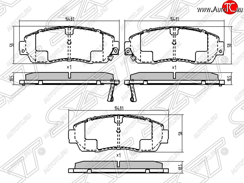 1 349 р. Колодки тормозные передние SAT Honda CR-V RE1,RE2,RE3,RE4,RE5,RE7 дорестайлинг (2007-2010)  с доставкой в г. Новочеркасск