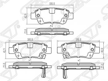 889 р. Колодки тормозные задние SAT Honda CR-V RE1,RE2,RE3,RE4,RE5,RE7 рестайлинг (2009-2012)  с доставкой в г. Новочеркасск. Увеличить фотографию 1