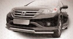 Двойная защита переднего бампера из труб диаметрами по 57 мм Slitkoff Honda (Хонда) CR-V (СР-В)  RM1,RM3,RM4 (2012-2015) RM1,RM3,RM4 дорестайлинг