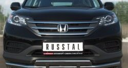 Защита переднего бампера (2 трубыØ63 и 42 мм, нержавейка) SLITKOFF Honda (Хонда) CR-V (СР-В)  RM1,RM3,RM4 (2012-2015) RM1,RM3,RM4 дорестайлинг