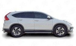 14 849 р. Защита порогов из круглой трубы диаметром 63 мм (рестайлинг) Russtal Honda CR-V RM1,RM3,RM4 дорестайлинг (2012-2015) (Защита порогов с со скосами на торцах (вариант 1))  с доставкой в г. Новочеркасск. Увеличить фотографию 2