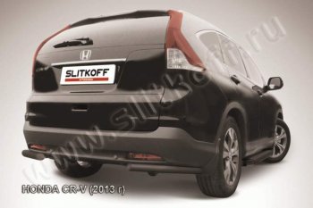 6 399 р. Защита заднего бампера из уголков d57 Slitkoff  Honda CR-V  RM1,RM3,RM4 (2012-2015) дорестайлинг (Цвет: серебристый)  с доставкой в г. Новочеркасск. Увеличить фотографию 1