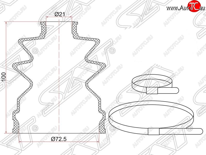 369 р. Пыльник ШРУСа SAT (наружный, 2 хомута. резина)  Honda CR-V  RM1,RM3,RM4 (2012-2018) дорестайлинг, рестайлинг  с доставкой в г. Новочеркасск