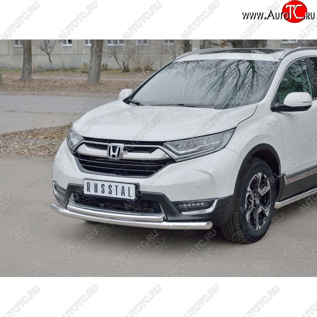 20 399 р. Защита переднего бампера (2 трубыØ63 и 42 мм, нержавейка) SLITKOFF  Honda CR-V  RW,RT (2016-2020) дорестайлинг  с доставкой в г. Новочеркасск