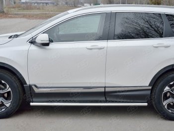 30 649 р. Защита порогов Russtal из овальной трубы d120х60 с проступью Russtal Honda CR-V RW,RT дорестайлинг (2016-2020)  с доставкой в г. Новочеркасск. Увеличить фотографию 1