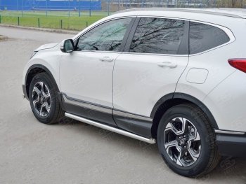 17 599 р. Защита порогов из круглой трубы диаметром 63 мм SLITKOFF v1  Honda CR-V  RW,RT (2016-2020) дорестайлинг  с доставкой в г. Новочеркасск. Увеличить фотографию 2