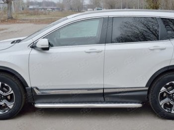 28 899 р. Широкая защита порогов из трубы d63 мм SLITKOFF v1  Honda CR-V  RW,RT (2016-2020) дорестайлинг  с доставкой в г. Новочеркасск. Увеличить фотографию 2