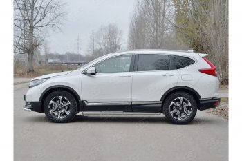 17 599 р. Защита порогов из круглой трубы диаметром 63 мм SLITKOFF v3  Honda CR-V  RW,RT (2016-2020) дорестайлинг  с доставкой в г. Новочеркасск. Увеличить фотографию 2