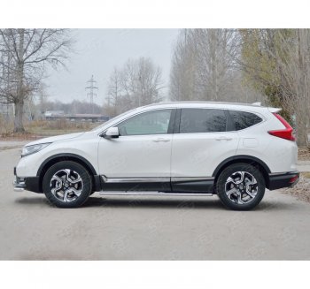 21 749 р. Защита порогов Russtal из овальной трубы d75х42 с проступью Russtal Honda CR-V RW,RT дорестайлинг (2016-2020)  с доставкой в г. Новочеркасск. Увеличить фотографию 2