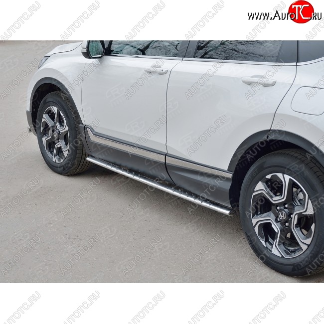 21 749 р. Защита порогов Russtal из овальной трубы d75х42 с проступью Russtal Honda CR-V RW,RT дорестайлинг (2016-2020)  с доставкой в г. Новочеркасск