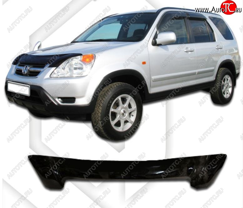 2 059 р. Дефлектор капота CA-Plastic  Honda CR-V  RD4,RD5,RD6,RD7,RD9  (2001-2006) дорестайлинг, рестайлинг (Classic черный, Без надписи)  с доставкой в г. Новочеркасск