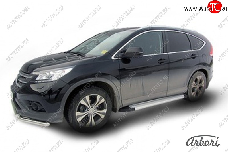 10 979 р. Порожки для ног Arbori Optima Silver Honda CR-V RM1,RM3,RM4 дорестайлинг (2012-2015)  с доставкой в г. Новочеркасск