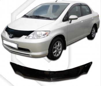 1 839 р. Дефлектор капота (D-6;7;8;9) CA-Plastic  Honda Fit Aria  GD (2002-2005) дорестайлинг седан (Classic черный, Без надписи)  с доставкой в г. Новочеркасск. Увеличить фотографию 1