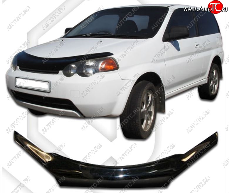 2 159 р. Дефлектор капота CA-Plastic  Honda HR-V ( GH1,GH2,  GH3, GH4,  GH1, GH2) (1998-2005) дорестайлинг 3 дв., дорестайлинг 5 дв., рестайлинг 3 дв., рестайлинг 5 дв. (Classic черный, Без надписи)  с доставкой в г. Новочеркасск