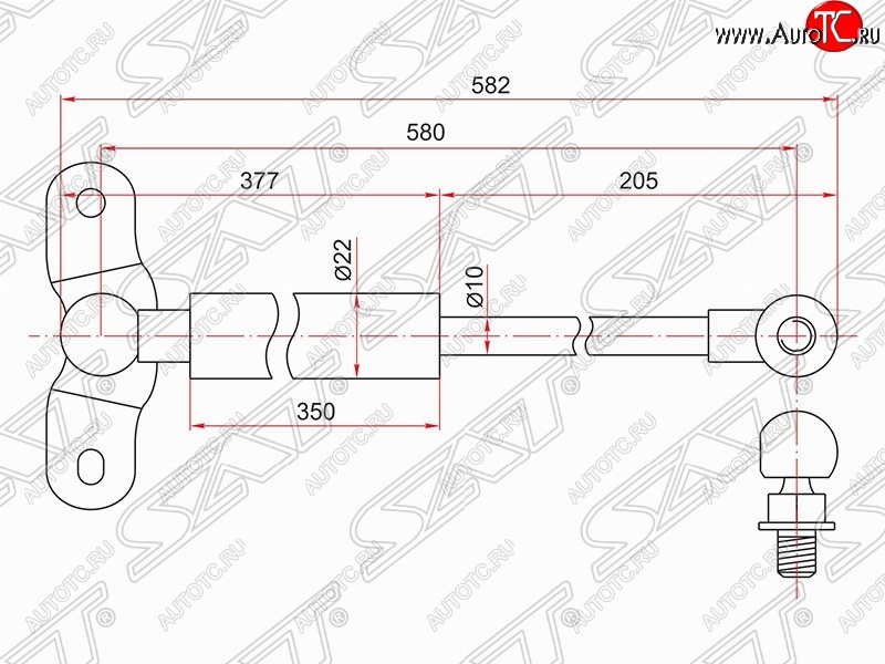 989 р. Правый упор крышки багажника SAT (газовый)  Honda Odyssey  2 (1999-2003)  с доставкой в г. Новочеркасск