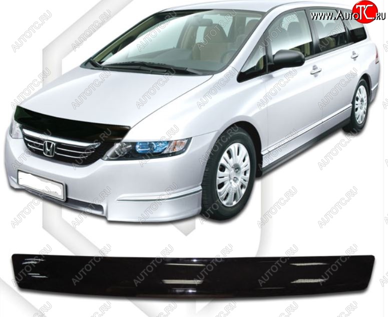 1 899 р. Дефлектор капота (RB1, RB2) CA-Plastic  Honda Odyssey  3 (2004-2008) (Classic черный, Без надписи)  с доставкой в г. Новочеркасск