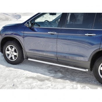 17 599 р. Пороги труба d63 SLITKOFF (вариант №3)  Honda Pilot  YF6 (2016-2019) дорестайлинг  с доставкой в г. Новочеркасск. Увеличить фотографию 4