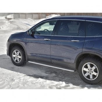 21 699 р. Пороги труба d42 с листом SLITKOFF (вариант №1)  Honda Pilot  YF6 (2016-2019) дорестайлинг  с доставкой в г. Новочеркасск. Увеличить фотографию 3