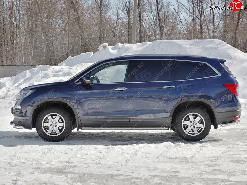 30 999 р. Пороги труба d42 с листом SLITKOFF (вариант №)  Honda Pilot  YF6 (2016-2019) дорестайлинг  с доставкой в г. Новочеркасск