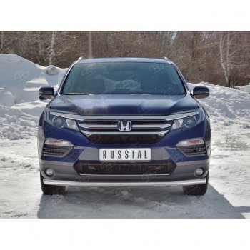 16 999 р. Защита переднего бампера (Ø63 мм, нержавейка) SLITKOFF  Honda Pilot  YF6 (2016-2019) дорестайлинг  с доставкой в г. Новочеркасск. Увеличить фотографию 3