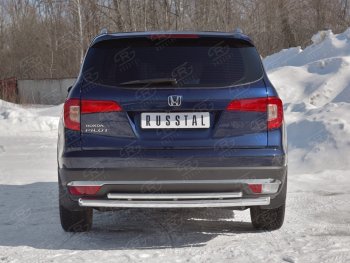 17 399 р. Защита заднего бампера (2 трубы Ø63 и 42 мм, нержавейка) SLITKOFF  Honda Pilot  YF6 (2016-2019) дорестайлинг  с доставкой в г. Новочеркасск. Увеличить фотографию 4