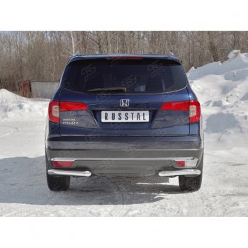 16 249 р. Защита заднего бампера (Ø63 мм уголки, нержавейка) SLITKOFF  Honda Pilot  YF6 (2016-2019) дорестайлинг  с доставкой в г. Новочеркасск. Увеличить фотографию 4