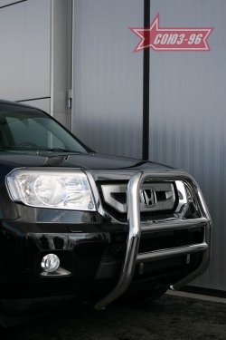 Защита переднего бампера Souz-96 (d76) Honda Pilot YF4 дорестайлинг (2008-2011)