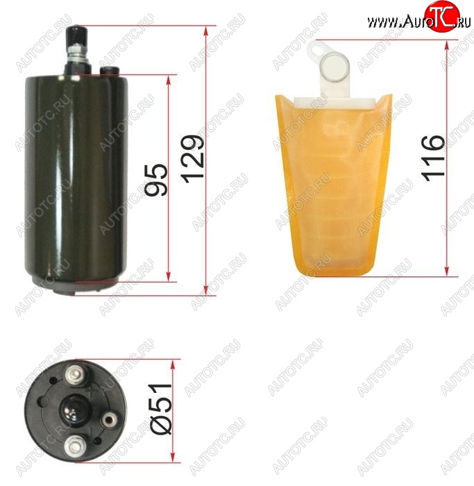 2 049 р. Насос топливный SAT (12V, 3BAR, 95L / H, V=2000-3000)  Honda Prelude 4, Mazda Prelude (4), Toyota Crown (S150), Estima (XR10,XR20), Estima Emina (XR10, XR20), Hilux Surf (N120,N130), Mark 2 (X80), Starlet (P80), Supra  с доставкой в г. Новочеркасск