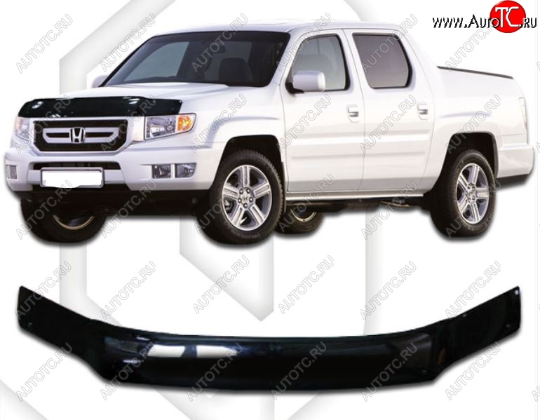 2 059 р. Дефлектор капота CA-Plastic  Honda Ridgeline  YK1 (2005-2008) дорестайлинг (Classic черный, Без надписи)  с доставкой в г. Новочеркасск