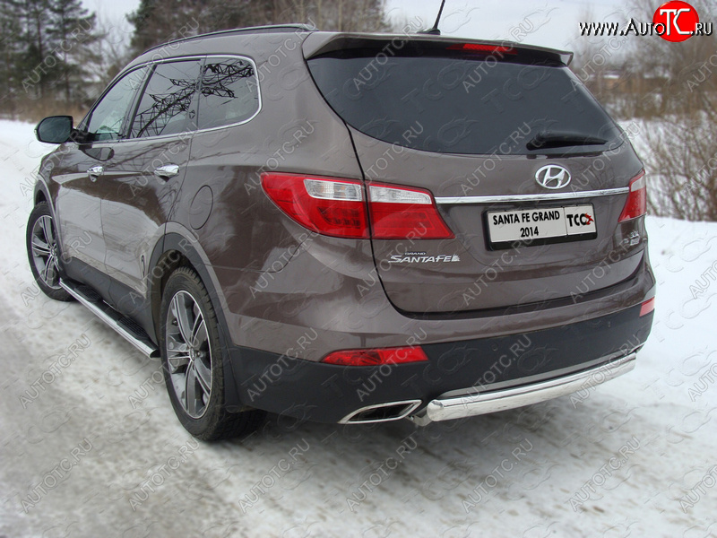 16 849 р. Защита заднего бампера (овальная) ТСС (нержавейка d 75х42 мм)  Hyundai Grand Santa Fe  1 DM (2013-2016) дорестайлинг  с доставкой в г. Новочеркасск