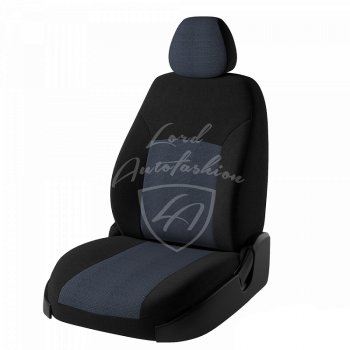 5 749 р. Чехлы для сидений Lord Autofashion Дублин (жаккард) Hyundai Accent седан ТагАЗ (2001-2012) (Черный, вставка Ёж Синий)  с доставкой в г. Новочеркасск. Увеличить фотографию 1