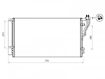 Радиатор кондиционера SAT Hyundai (Хюндаи) Grandeur (Грандер)  HG (2011-2015),  Sonata (Соната)  YF (2009-2014), KIA (КИА) Cadenza (Каденза) (2009-2017),  Optima (Оптима)  3 TF (2010-2016)