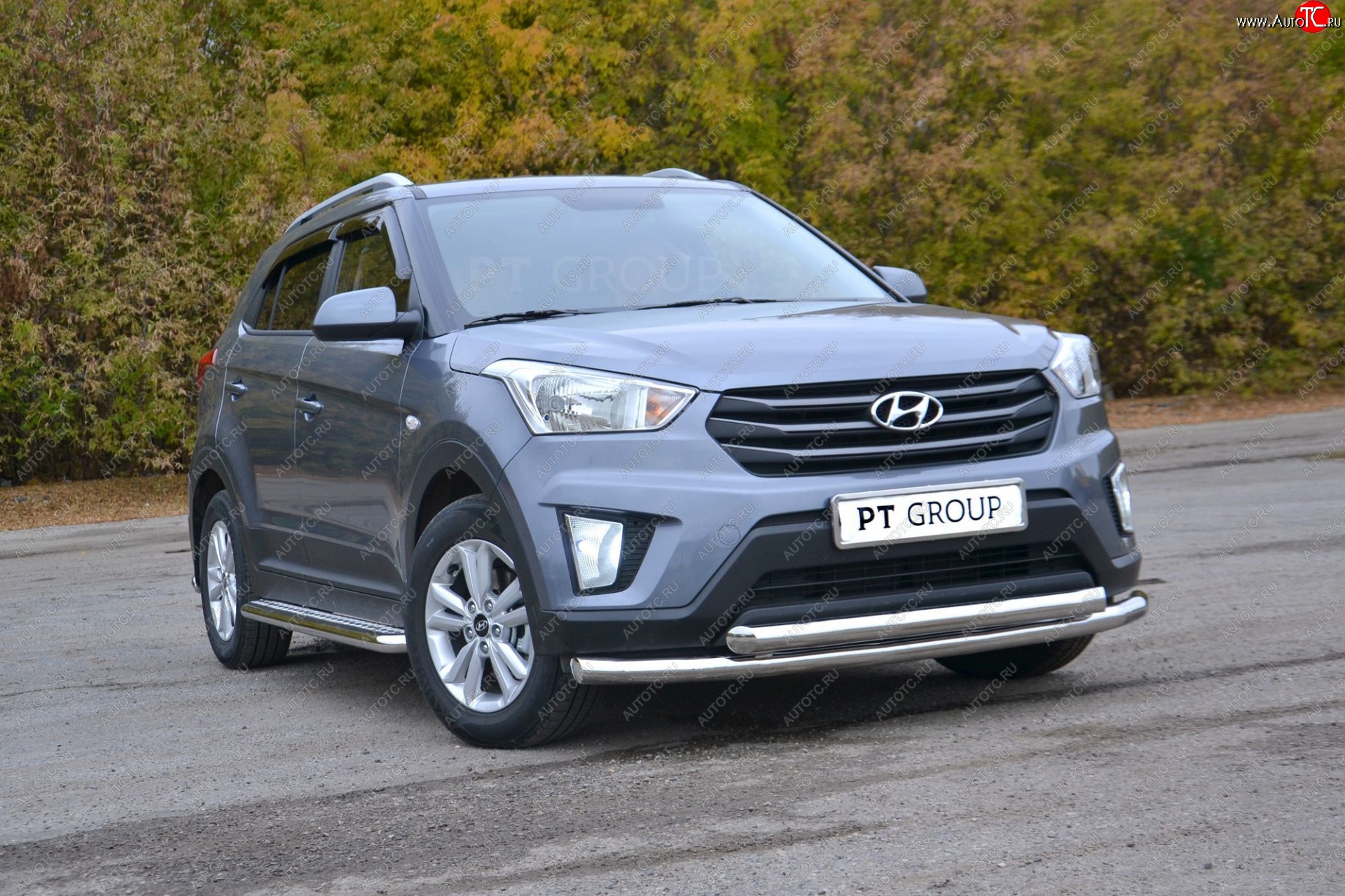 22 699 р. Защита переднего бампера двойная из труб d63/63 мм Petroil Tuning Hyundai Creta GS рестайлинг (2019-2021) (Нержавеющая полированная сталь)  с доставкой в г. Новочеркасск