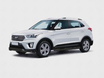 Защита переднего бампера (Ø63 мм уголки + клыки, окрашенная) SLITKOFF Hyundai (Хюндаи) Creta (Крета)  GS (2015-2021) GS дорестайлинг, рестайлинг  (черный муар)