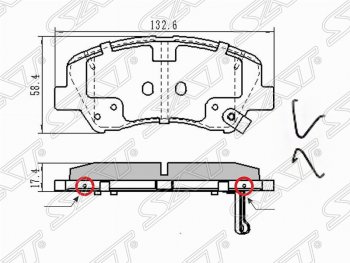 1 569 р. Колодки тормозные передние SAT (в комплекте с прижимными пластинами)  Hyundai Creta  GS (2015-2021), Hyundai Solaris  HCR (2017-2022), KIA Rio ( 4 FB,  4 YB) (2016-2024)  с доставкой в г. Новочеркасск. Увеличить фотографию 1