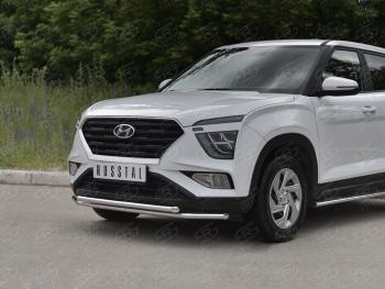 13 299 р. Защита переднего бампера (2 трубы Ø42 мм, нержавейка) SLITKOFF Hyundai Creta SU (2020-2022)  с доставкой в г. Новочеркасск. Увеличить фотографию 2