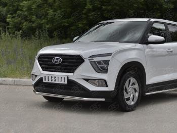 12 499 р. Защита переднего бампера (Ø42 мм, нержавейка) Russtal Hyundai Creta SU (2020-2022)  с доставкой в г. Новочеркасск. Увеличить фотографию 2