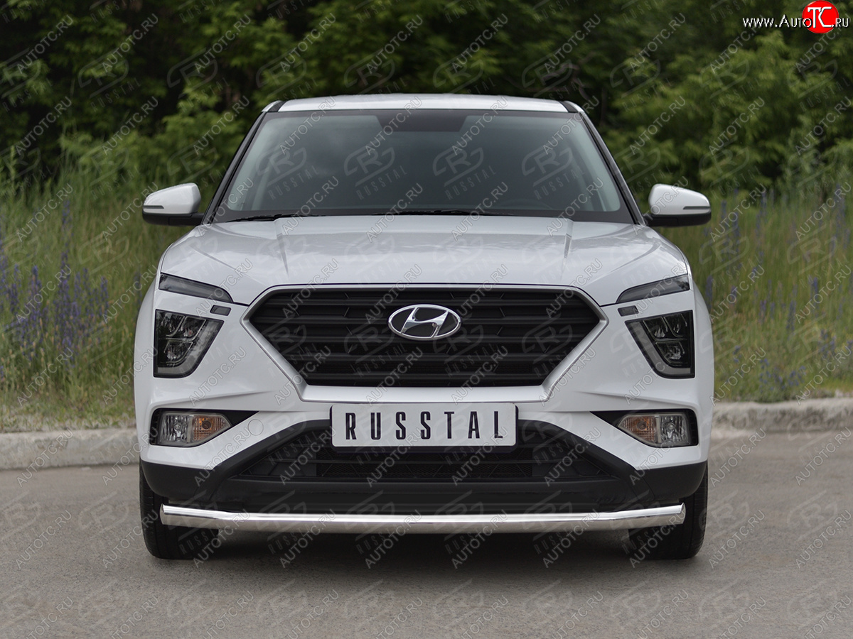 12 599 р. Защита переднего бампера (Ø63 мм, нержавейка) SLITKOFF  Hyundai Creta  SU (2020-2022)  с доставкой в г. Новочеркасск