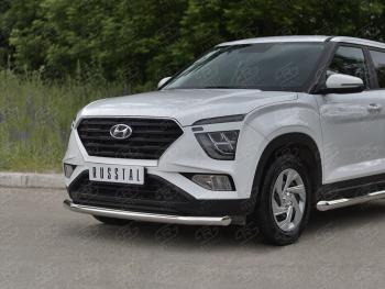 12 599 р. Защита переднего бампера (Ø63 мм, нержавейка) SLITKOFF  Hyundai Creta  SU (2020-2022)  с доставкой в г. Новочеркасск. Увеличить фотографию 2