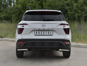 11 749 р. Защита заднего бампера (Ø42 мм, уголки, нержавейка) SLITKOFF  Hyundai Creta  SU (2020-2022)  с доставкой в г. Новочеркасск. Увеличить фотографию 1