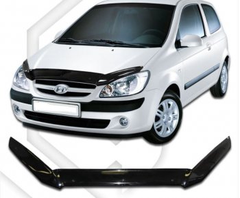 1 759 р. Дефлектор капота CA-Plastic  Hyundai Getz  TB (2005-2010) хэтчбэк 5 дв. рестайлинг (Classic черный, Без надписи)  с доставкой в г. Новочеркасск. Увеличить фотографию 1