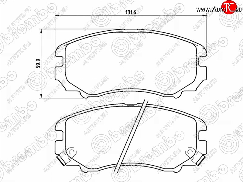 3 199 р. Комплект передних тормозных колодок BREMBO KIA Soul PS дорестайлинг (2014-2016)  с доставкой в г. Новочеркасск