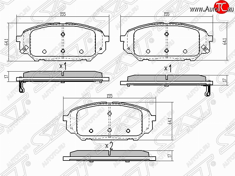 999 р. Колодки тормозные (передние) SAT  Hyundai IX55  EN (2006-2013)  с доставкой в г. Новочеркасск