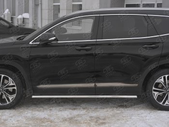 14 999 р. Защита порогов из трубы d42 SLITKOFF Hyundai Santa Fe TM рестайлинг (2020-2022) (Вариант 1 (со скосами на торцах))  с доставкой в г. Новочеркасск. Увеличить фотографию 3