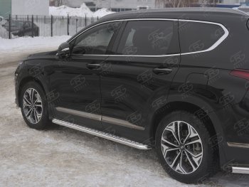 Пороги из трубы d42 с листом SLITKOFF Hyundai Santa Fe TM дорестайлинг (2018-2021)