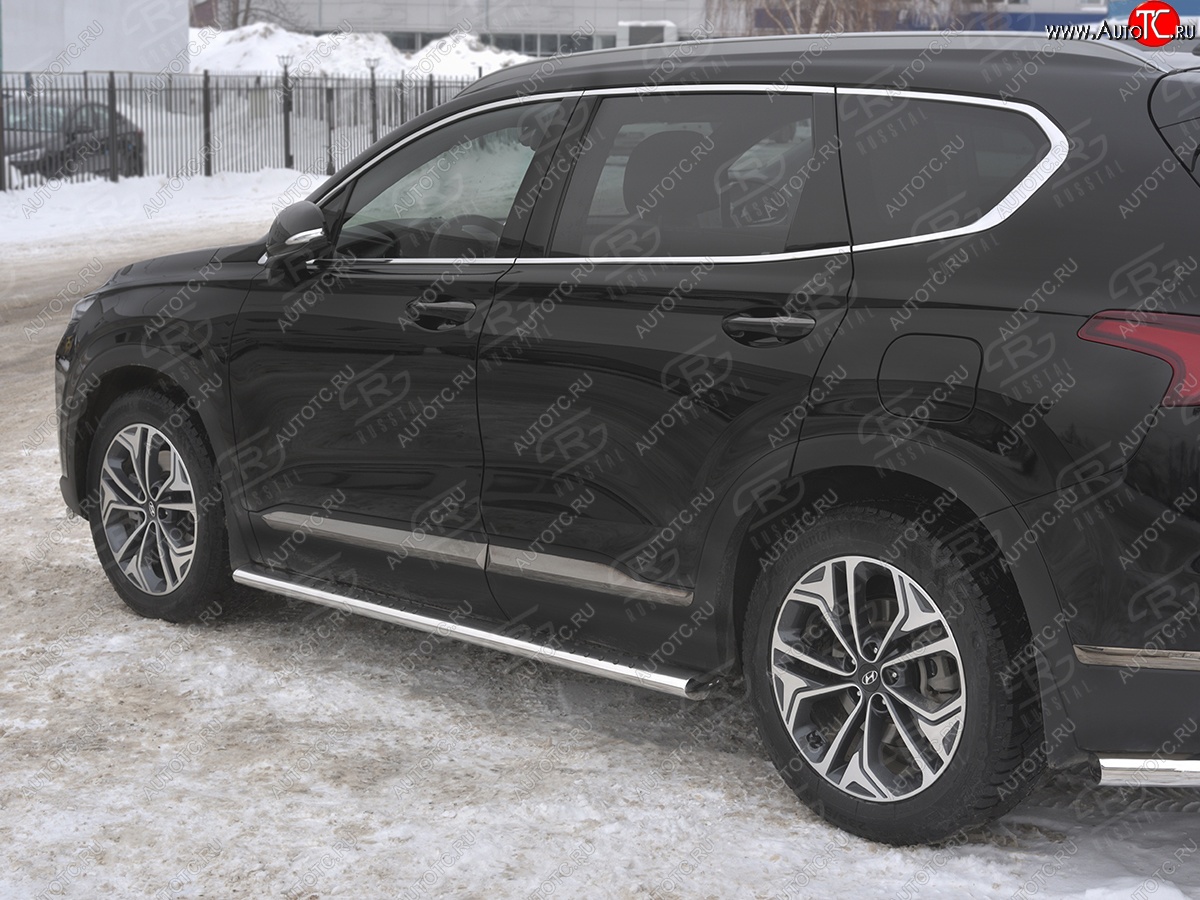 31 649 р. Пороги из трубы 120х60 овал с проступью Russtal Hyundai Santa Fe TM дорестайлинг (2018-2021)  с доставкой в г. Новочеркасск