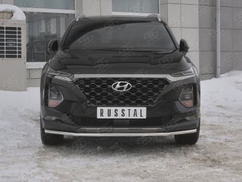 11 449 р. Защита переднего бампера (Ø42 мм, нержавейка) Russtal Hyundai Santa Fe TM дорестайлинг (2018-2021)  с доставкой в г. Новочеркасск. Увеличить фотографию 1