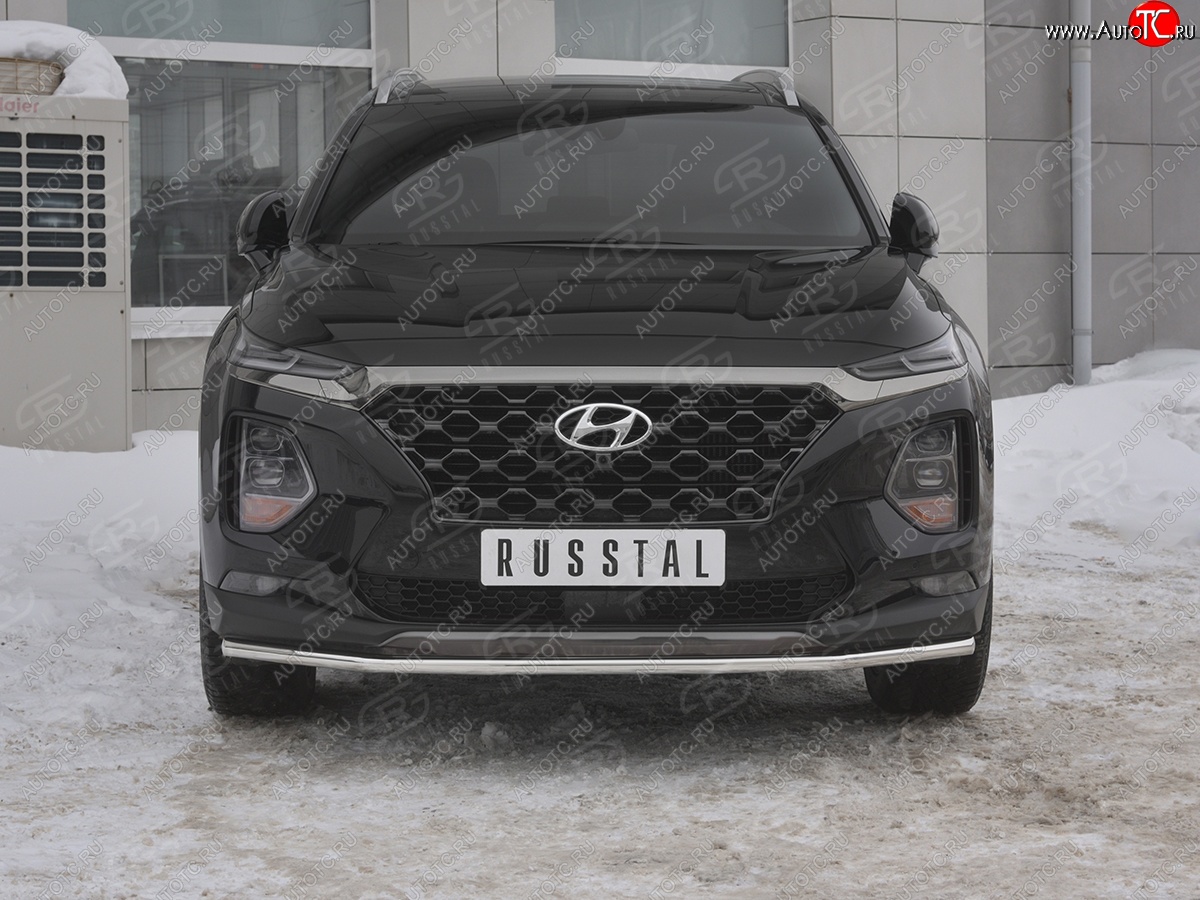 11 449 р. Защита переднего бампера (Ø42 мм, нержавейка) Russtal Hyundai Santa Fe TM дорестайлинг (2018-2021)  с доставкой в г. Новочеркасск