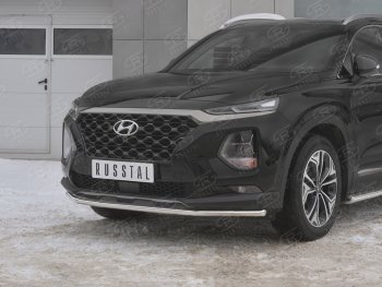 11 449 р. Защита переднего бампера (Ø42 мм, нержавейка) Russtal Hyundai Santa Fe TM дорестайлинг (2018-2021)  с доставкой в г. Новочеркасск. Увеличить фотографию 4