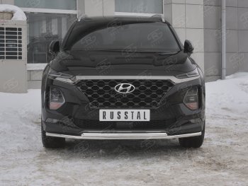 13 549 р. Защита переднего бампера из труб d42 Russtal Hyundai Santa Fe TM дорестайлинг (2018-2021)  с доставкой в г. Новочеркасск. Увеличить фотографию 1